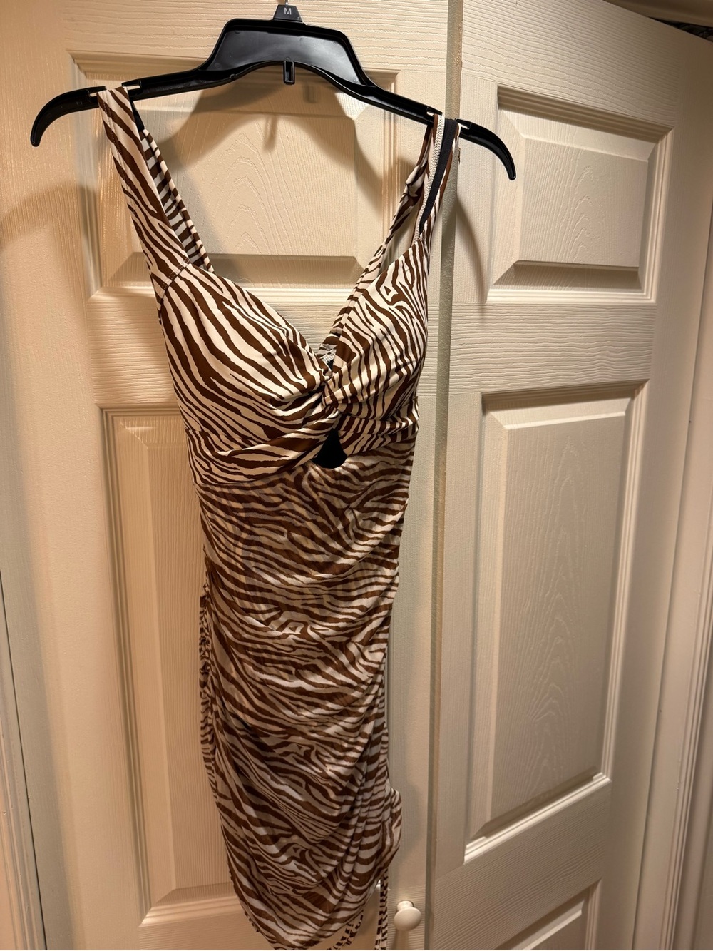 Shapellx Zebra Print One-Piece Swimdress in Brown/White - Picture 6 of 6